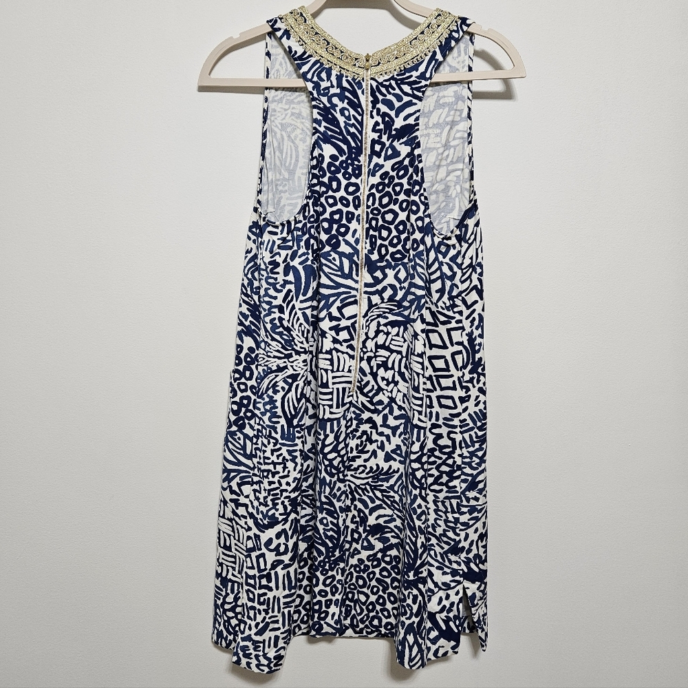 Lilly Pulitzer Carlotta Midi Shift Dress Rayon Stretch Boho Cottagecore Blue M - Picture 5 of 16